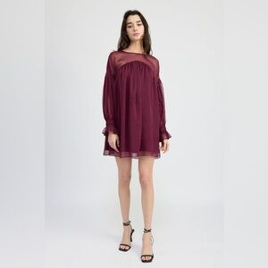en saison plaid organza mini dress NWT En Saison Plaid organza mini babydoll Dress Shopbop IN STORES NOW sz S